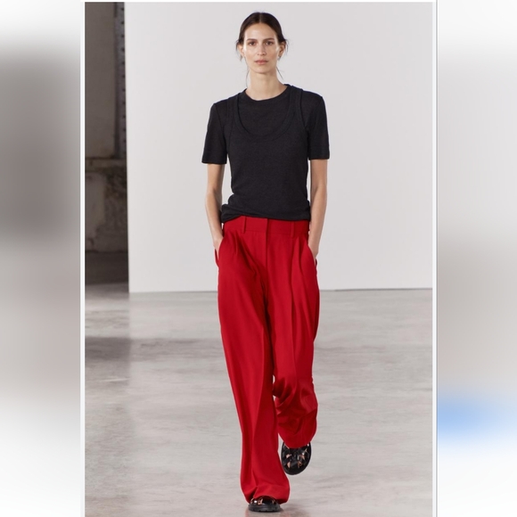 BNWT! Zara PLEATED TABBED MENSWEAR STYLE PANTS ZW COLLECTION - Picture 2 of 10